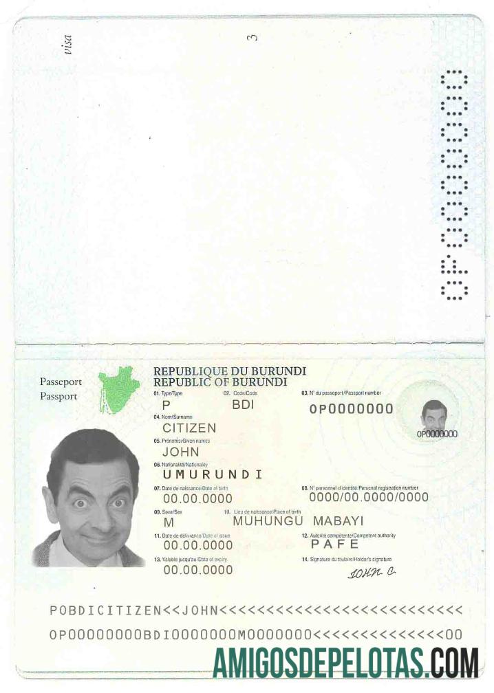 Passaporte do Burundi (2011 2019) exemplo real